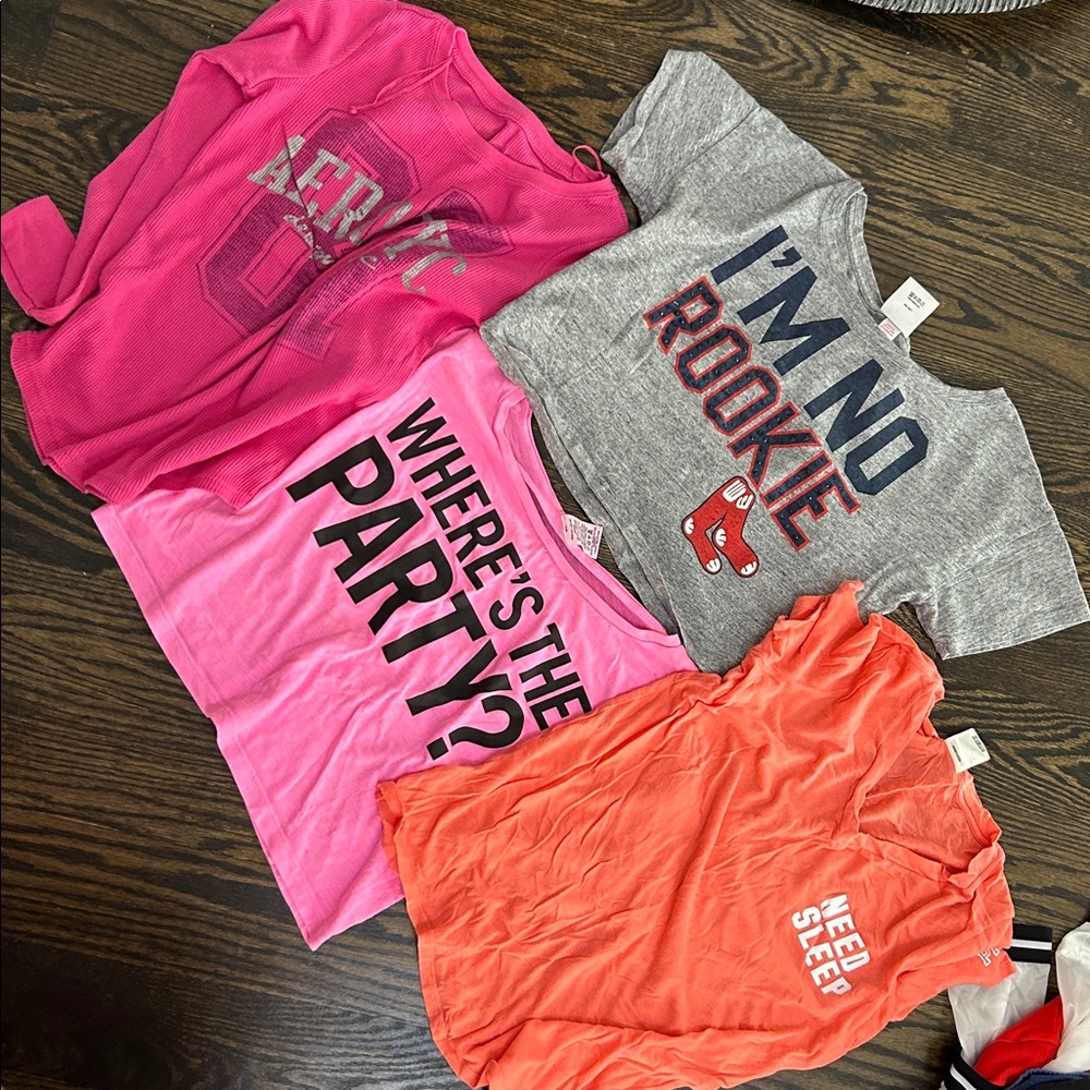 PINK Victoria's Secret & Aero Tees - Pink, Gray, and Orange